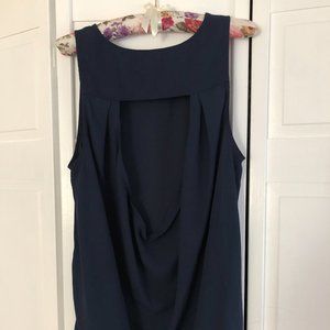 Navy Blue Open Back Silky Tank